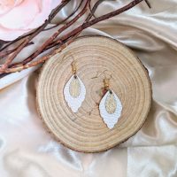 Boucles d'oreilles Bella - Blanc et doré